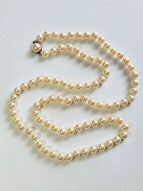 METALL Vintage Knotted Glass Pearl Strand ~ 30" Opera
